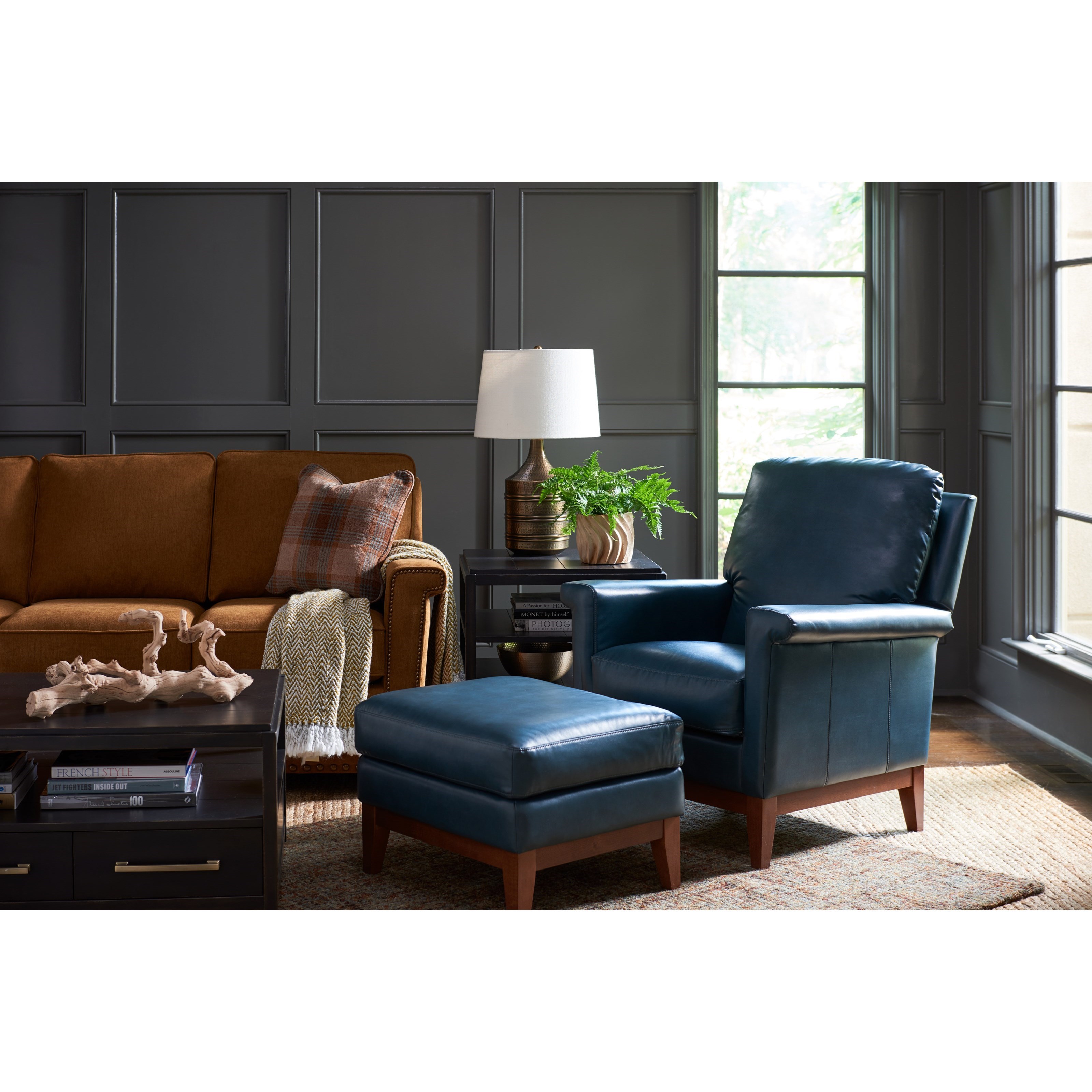 LaZBoy Ferndale Modern Chair and Ottoman with Solid Wood Base Find Your Furniture